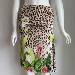 Floral and leopard asymmetrical vintage blugirl Blumarine skirt